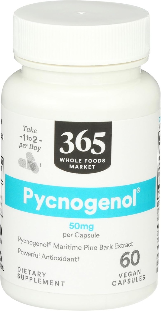 365 by Whole Foods Market, Pycnogenol Maritime Pine Bark Extract, 50mg Vegan Capsules, 60 Count