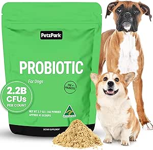 Probiotic for Dogs - Σκόνη Υποστήριξης χωρίς σπόρους για τη Διάρροια, την Αίμα και το Αέριο - Προάγει την Ανοσολογική Υποστήριξη & Στοματική Υγεία - Μειώνει το Γλείψιμο, Αλλεργίες & Λοιμώξεις Μαγιάς - 2.7 oz - 45 Scoops