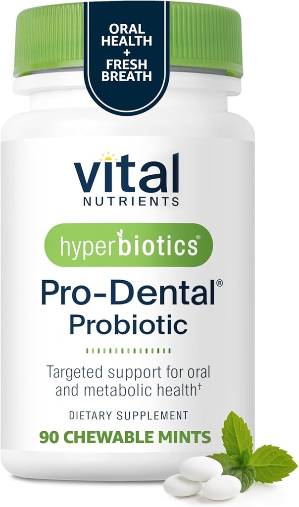 Hiperbiyotikler Vital Nutrients Pro Dental Probiyotik | Klinik olarak Studied BLIS K12 ve M18 | Yetişkinler için Kötü Nefes Tedavisi | Diş ve Gums için Oral Sağlık | 90 Mint Tabletler |