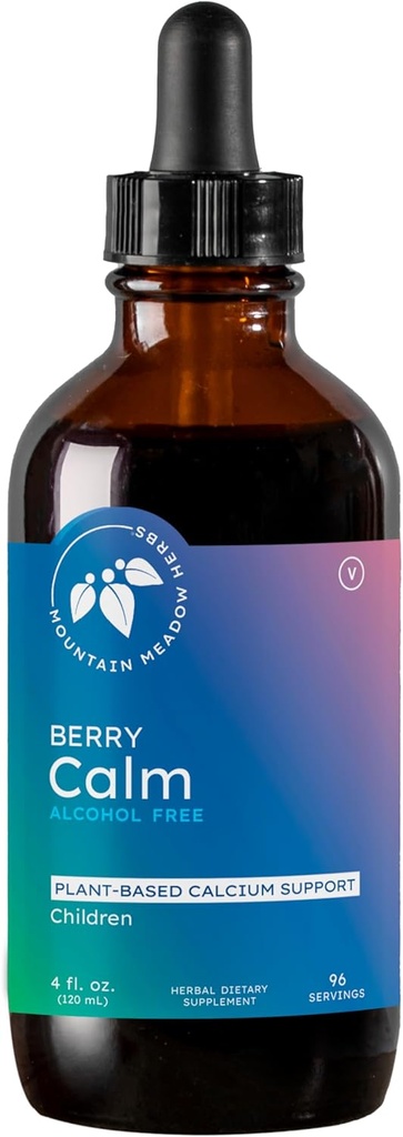 Mountain Meadow Herbs Berry Çocuklar için Calm - Güçlü Kemikler, Dişler, Odak ve Rahatlama, Büyük Tasting Sıvı Formula, 4 oz