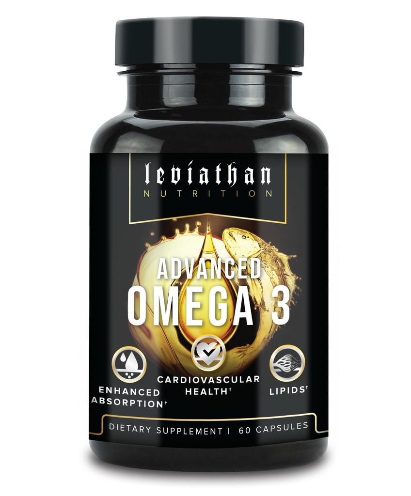 Leviathan Fish Oil Omega 3 Capsules | Premium Norveç Omega 3 Fish Oil for Heart, Brain, & Immune Support | Superior Abors Triple Strength Fish Oil Supplements - Free Form EPA & DHA