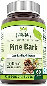 Herbal Sırları Pine Bark Extract Supplement | 100 Mg Per | 60 Veggie Capsules | Non-GMO | Gluten-Free | Made in USA
