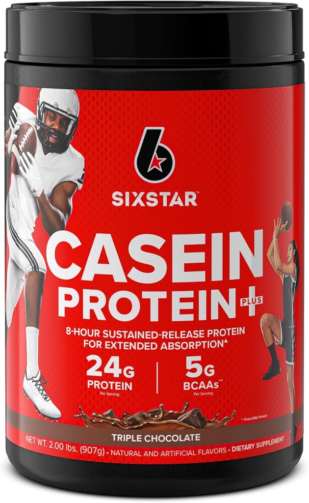 Six Star Casein protein Toz Elite Casein protein Toz Yavaş-Digesting Micellar Casein Protein Tozu Kas için Üç Çikolatalı Protein Tozu, 2 lbs (26 Hizmet) (Pazar Mayıs Vary)