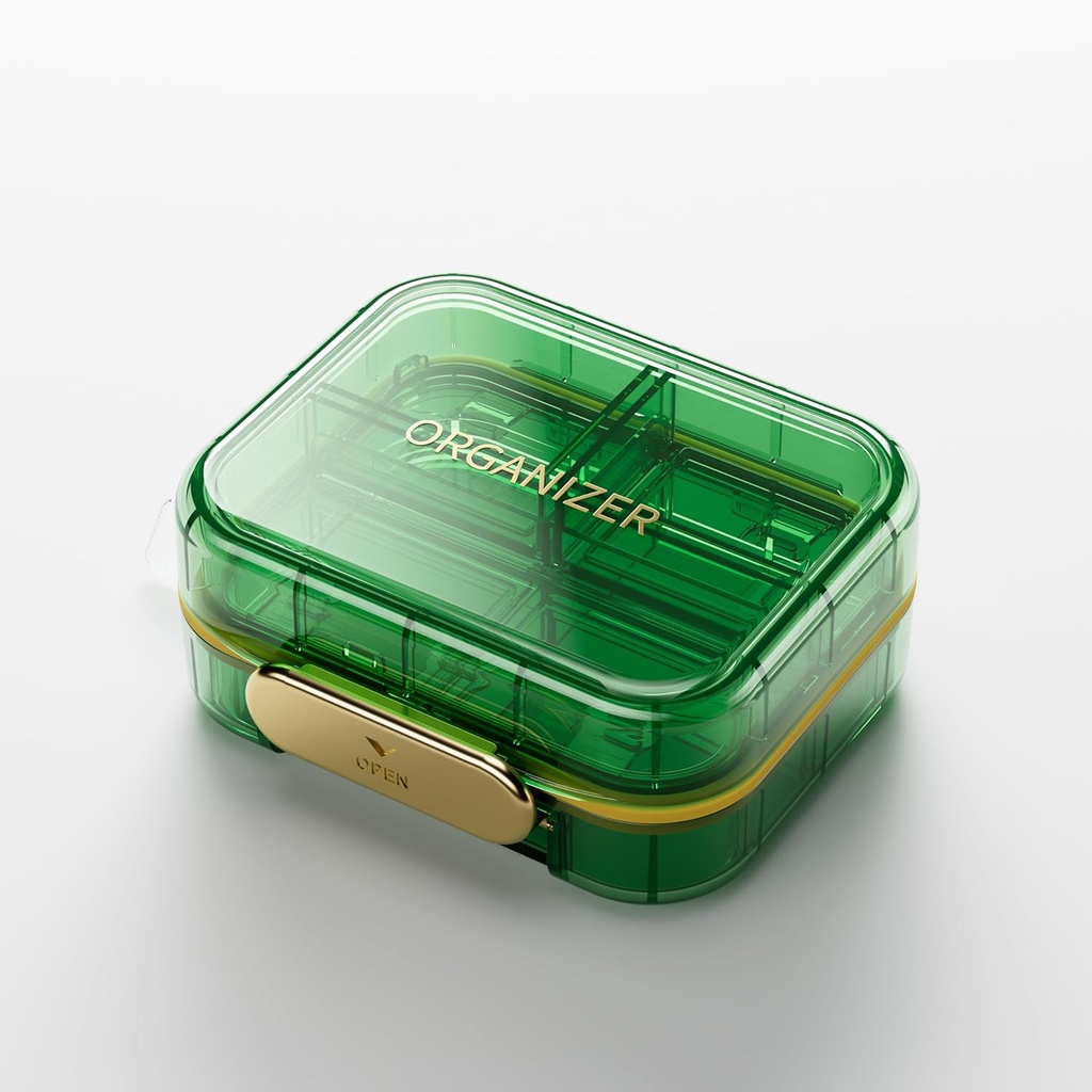 BEXEEN Κομψό ημερήσιο διοργανωτής χαπιών - Travel Box Small Holder 7 Διαμερίσματα Χαριτωμένη περίπτωση βιταμίνης Φορητή ιατρική Pocket Pharmacy συμπλήρωμα εμπορευματοκιβωτίων για την αγορά φαρμακείου κιτ, πράσινο