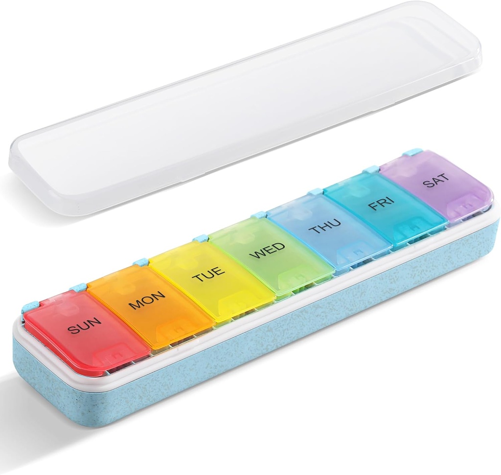 Zannaki Grain Fiber XL Weekly Pill Organizer 7 Day, Pop Open Large Travel Daily Pill Box, Moisture Proof Week Till Holder Container, Αρθρίτιδα Φιλική Ιατρική περίπτωση για τη βιταμίνη συμπλήρωμα φαρμακευτικής αγωγής