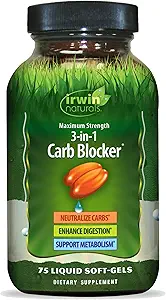Irwin Naturals Μέγιστη αντοχή 3-σε-1 Αποκλειστής υδατανθράκων - Εξουδετέρωση υδατανθράκων - 75 Υγρά Softgels