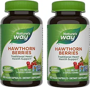 Nature's Way Herbal Hawthorn μούρα, Παραδοσιακή Υποστήριξη για την Υγεία της Καρδιάς*, 180 Κάψουλες Vegan (Packing May Vary) - 2 Pack