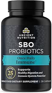Ancient Nutrition Probiotics for Immune Support, SBO Once Daily Probiotics with Vitamin C and Vitamin D, 30Ct for Healthy Digestion and Immune System Function Support, 25 Billion CFUs*