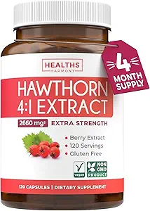 Super Potent Hawthorn Berry Extract Capsules - Hawthorn Berry Supplement Ekstra Kuvvetli Mekanikten Kalp ve Digestive Health - Vegan Non-GMO & Gluten Free (4 Ay Supply)