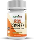 Iron Complex, Tamam Blood Building Iron Vegetarian Capsules with Non-constipating Carbonyl Iron, Quatrefolic, B12, B6 & Vitamin C, for Women & Men (60 caps)