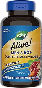 Doğanın Yolu Alive! Erkeklerin 50+ Complete Multivitamin, Destekler Multi Body Systems*, Supports Cellular Energy*, High Potency B-Vitamins, Gluten-Free, 130 Tablet (Pazar Mayıs Vary)