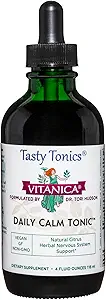 Vitanica Daily Calm Tonic, Natural Liquid Stress Relief Supplement, Dr. Formulated, Organic Lemon Balm, Kava Kava ve Passion Flower, for Women, Men & Yetişkinler, Vegan, 4 Ounce (Daily Calm Tonic)