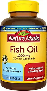 Fish Oil 1000 mg, 90 Softgels, Ωμέγα 3 συμπλήρωμα για την υγεία της καρδιάς,