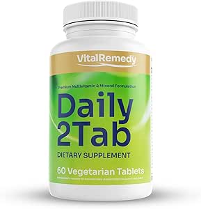 Daily2Tab - All You Need Multivitamin Plus Multimineral Formula. 26 Essential Nutrients for Women and Men, 60 Tablets