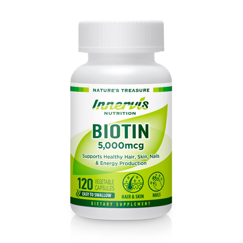 Yüksek Potency Biotin 5000mcg – Saçları Destekler, Skin & Nail Sağlığı, 120 Veggie Capsules