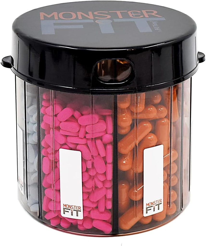 XL Supplement Pill columns Şişe, 7 Karşılaştırma Etiketler, Easy Open, Anti-Mixing, UV Korumalı Organize, Ekstra Büyük Aylık Vitaminler, Monster Fit Drug Sahibi Premium Medigüvenli App içerir