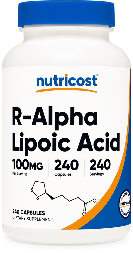 Nutricost R-Alpha Lipoic Acid 100mg, 240 Κάψουλες - Veggie Caps, Vegan, Non-GMO, Χωρίς γλουτένη