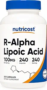 Nutricost R-Alpha Lipoic Acid 100mg, 240 Κάψουλες - Veggie Caps, Vegan, Non-GMO, Χωρίς γλουτένη