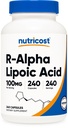 Nutricost R-Alpha Lipoic Acid 100mg, 240 Κάψουλες - Veggie Caps, Vegan, Non-GMO, Χωρίς γλουτένη
