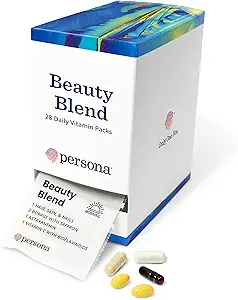 Persona Nutrition Beauty Blend Vitamin Pack για τα μαλλιά, το δέρμα και τα νύχια (28 Pack) – Περιλαμβάνει υαλουρονικό οξύ, κολλαγόνο, Borage με Saffron & βιταμίνη C