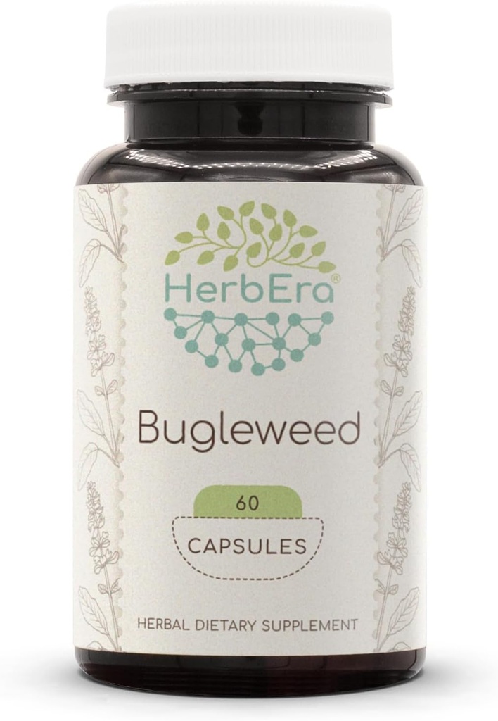 HerbEra Bugleweed 60 Κάψουλες, 400 mg, Φτιαγμένα με Bugleweed (Lycopus Virginicus) Αποξηραμένα Βότανα (60 κάψουλες)