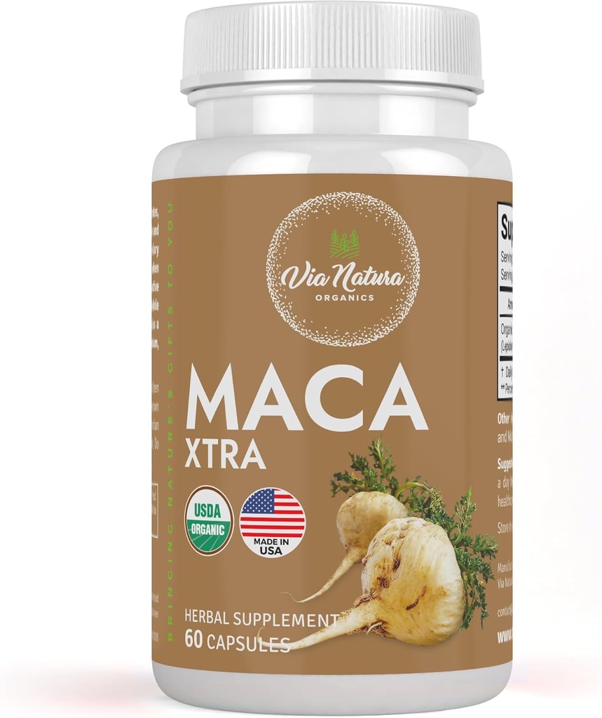 Maca Xtra Capsules 1000 mg | Organik Herbal Supplement | Amino Asits Iron & Magnezyum Doğal Kaynağı | 60 Capsules