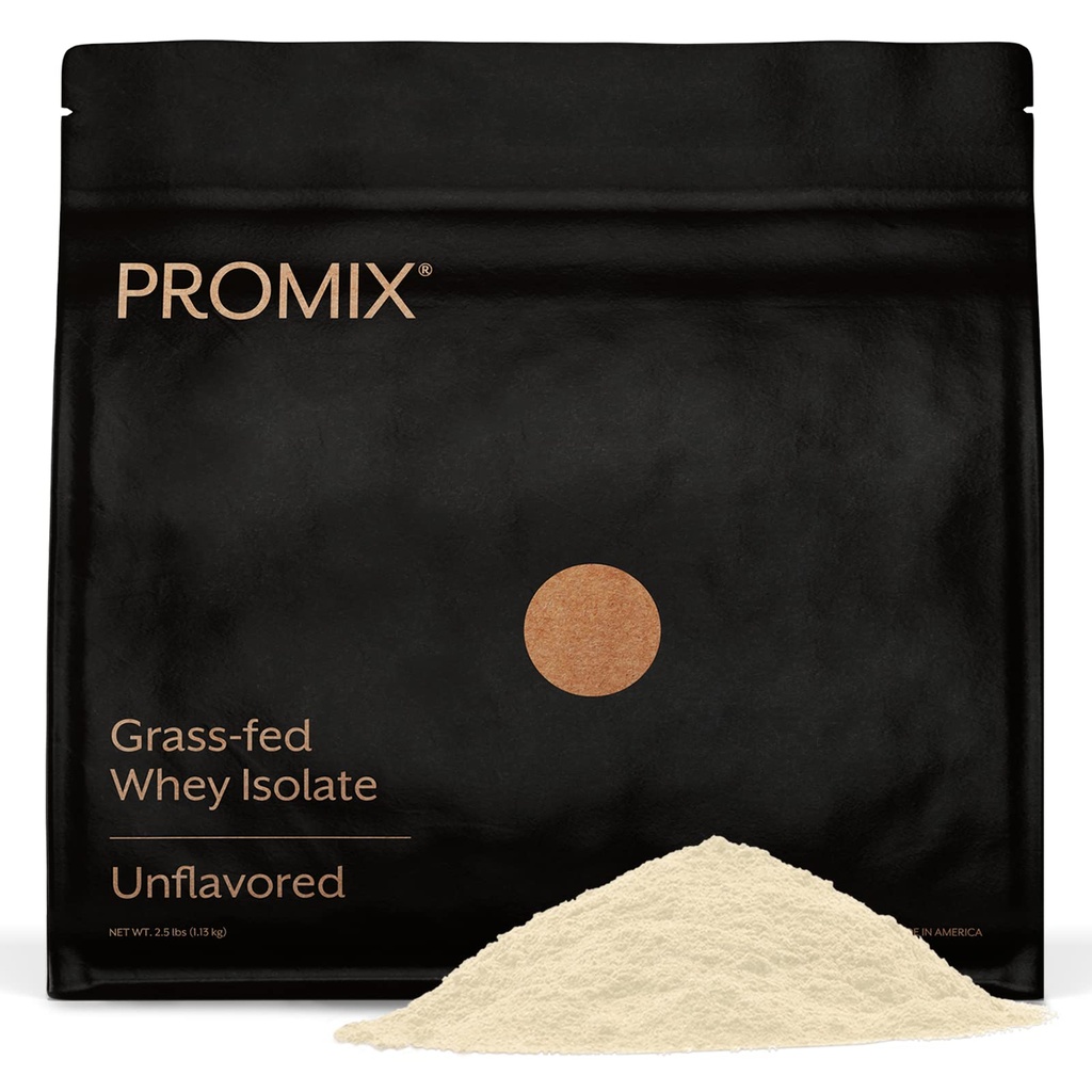 ProMix Beslenme Whey proteini Isolate Toz, 30g Grass Fed Whey Isolate, 6.6g BCAAs, Gluten Free, Keto Friendly, Unflavored - 2.5 Pound (kısalık 1)
