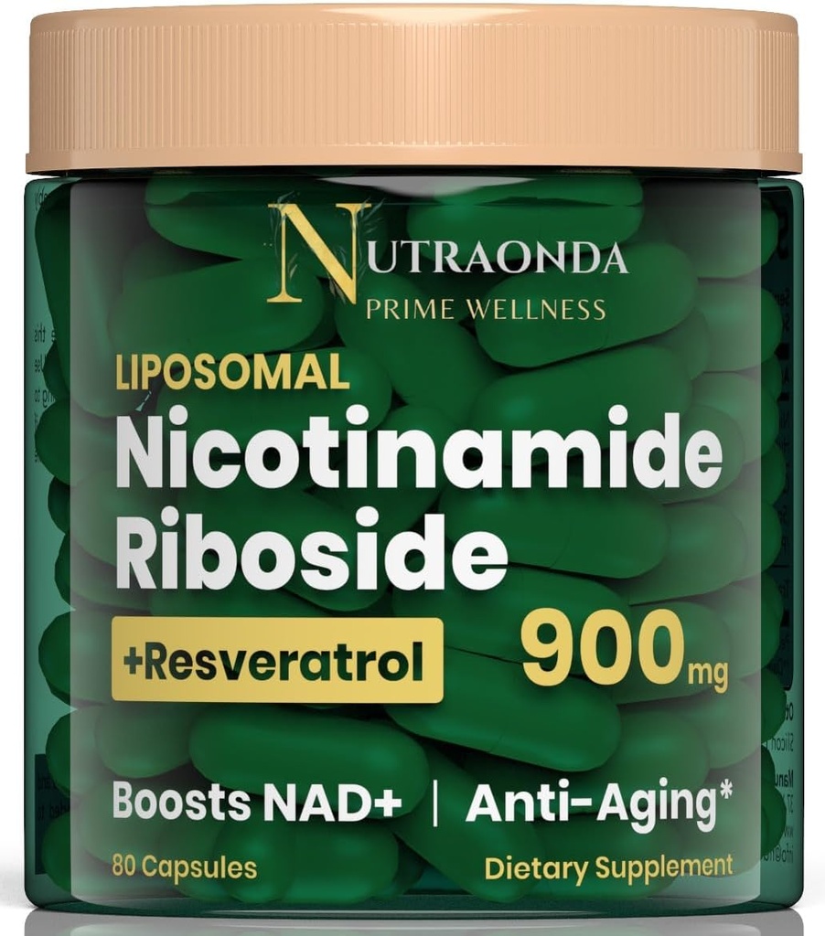 Liposomal Nicotinamid Riboside 900 mg Resveratrol & Quercetin – NAD Supplement Plus for Anti Aging, Cellular Energy & improve Health- 80 Capsules