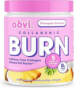 Obvi Collagenic Burn Toz | Multi-Collagen Peptide Mix with GBB, Ashwagandha & Green Coffee | Pineapple Coconut, 25 Hizmet