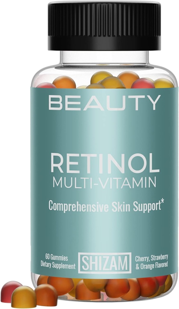 SHIZAM Retinol Vitamin A Gummies, Clear Complexion & Glowing Skin için Gummy Vitaminleri: Kadınlar için Anti-Aging Multi-Vitamin: Pill/Pills Capsule/Capsules Supplement/Supplements Alt
