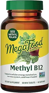 MegaFood Me12 - Vegan - Metil Folate, Vitamin B12 & B6 - Destek Hücreleri Enerji Üretimi, Nervous System Health & Cardiovascular Function - 60 Tabletler