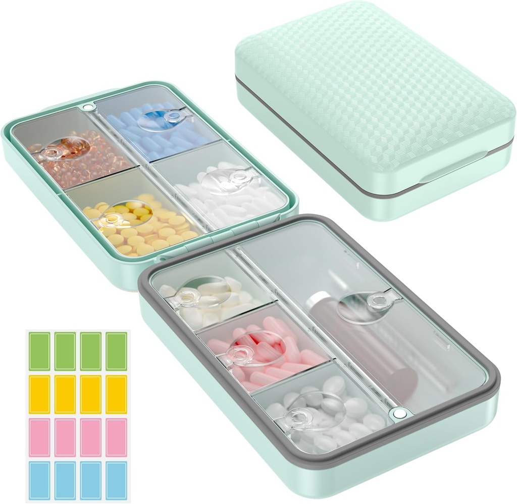 Restree Weekly Pill Organizer, Manyetik Moisture Kanıt Pill Case, Büyük Kapasite Seyahat Pill Box with İç Clear Lid for Vitamins, Supplements, and Daily Drugs 8 Karşılaştırma (Green)