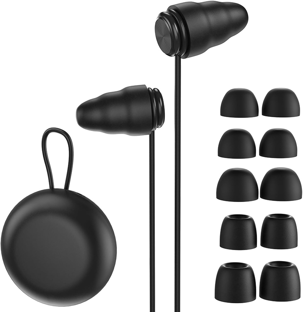 Uyku Gürültü İptalleri için Ear Plugs,Reusable Protection Earjur for 25 and 32db Gürültü Azaltımı,6 Pair Eartips in S/M/L with Black Storage Case for Focus,Study,Work,Concert