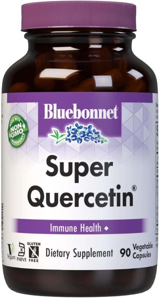Bluebonnet BB-553 Beslenme Super Quercetin Sebze Kapsülleri, C Formula, En İyi Mevsim ve Immune Desteği, GMO, Gluten Free, Soy Free, Milk Free, Kosher, White, 90 Kont