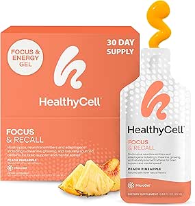 Sağlıklı Oda Focus & Recall, Daily Liquid Brain Supplement for Focus & Memory - Nootropics Supplement for Concentration & Alertness with L-Theanine, Omega-3 & Taurin - 30 Gel Packs