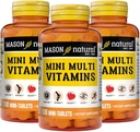 MASON NATURAL Mini Çok Vitaminler, Vitaminler A, C, D3, E, B1, B2, B3, B6, B12, Folate ve Lounge for General Health, 300 Day Supply