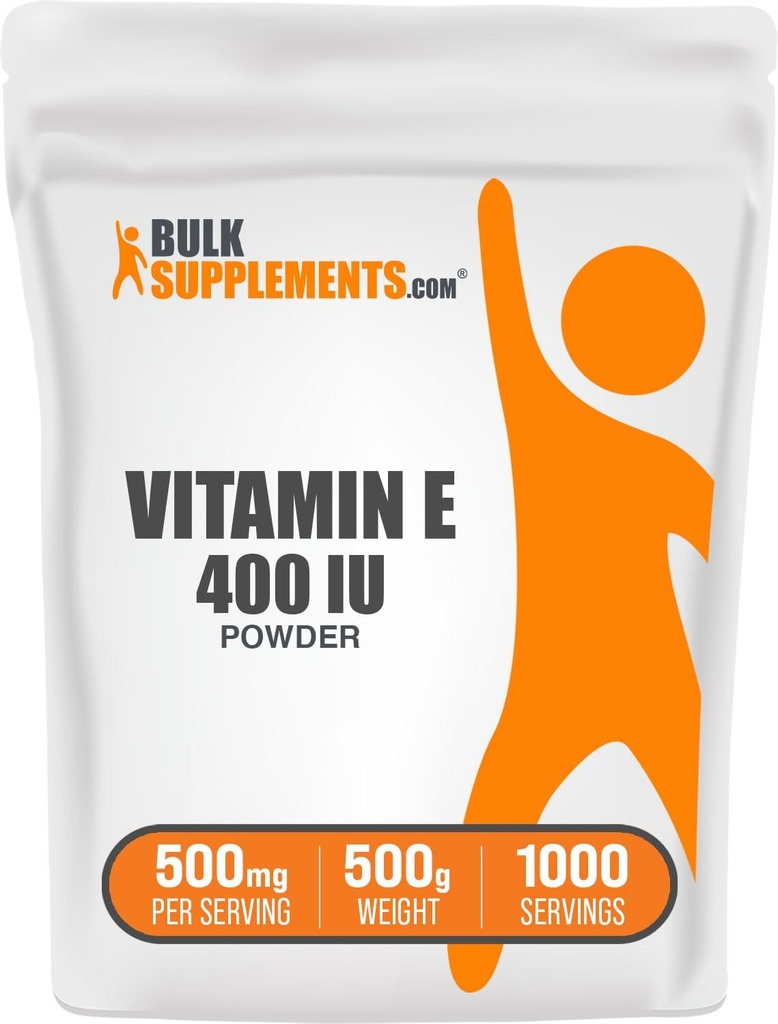 BulkSupplements.com Vitamin E 400 IU Toz - D-Alpha Tocopherol, Vitamin E Supplements - Gluten Free, 500 mg per Service, 500g (1.1 lbs) (Paket 1)