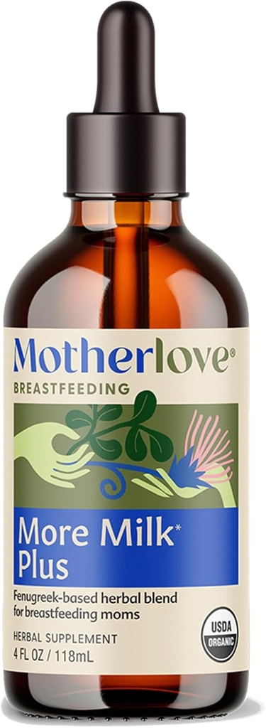 Motherlove More Milk Plus Tincture (4 oz Değer Boyutu) Esteugreek-Based Lactation Supplement to Support Mother Milk Supply -USDA Sertifikalı Organik, Vegan, Kosher, Soy-Free