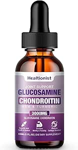 1 Pack Glucosamine Chondroitin MSM Liquid Drops, Ekstra Güçlü Ortak Destek Yetişkinler Erkekler ve Kadınlar, Quercetin Boswelia, Bromelain, Antioksi Immune Support (2 Fl oz)