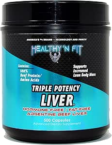 Sağlıklı 'N Fit Triple Potency Liver (500 Capsule Mega-Value) - Pure Argentina Desiccated Beef Liver. Grass Fed, Hormon Free, Pasture Yükseltd, No Fillers.