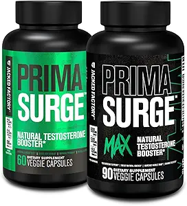 Jacked Factory testosteron ATM for Men PRIMASURGE - w/Tongkat Ali, PrimaVie, Ashwagandha (60 Capsules) & Primasurge Max Mens testosteron ATM (90 Capsules)