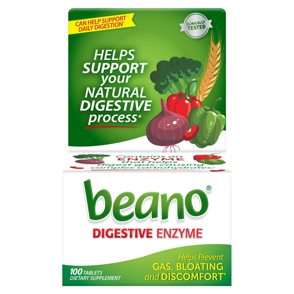 Beano Food Enzyme Διαιτητικά δισκία - 100 ct, Συσκευασία των 2