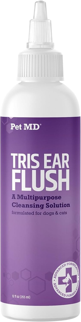 Pet MD Veteriner Tris Flush Cat & Dog Ear temizleyici - ve Ketoconazole 12 oz ile Enfeksiyon Tedavisi