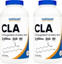 Nutricost CLA (Congugated Linoleic Acid) 2.400mg, 240 Softgels - Χωρίς γλουτένη, μη GMO, 800mg ανά Softgel (2 φιάλες)