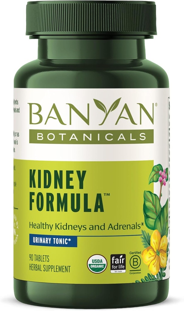 Banyan Botaniks Kidney Formula – Organik Kidney Supplement with Gokshura – Rejuvenating Herbal Mix to Support Kidneys and Urinary Tract Balance* – 90 Tabletler – Non-GMO Sustainable Sourced Vegan