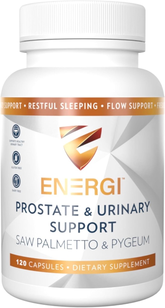 ENERGI Prostate Support Supplement with Saw Palmetto for Men & Women, 200mg Saw Palmetto, 100 mg Pygeum Supplement, Candy Seed, Prostate Health Supplements, 120 Capsules