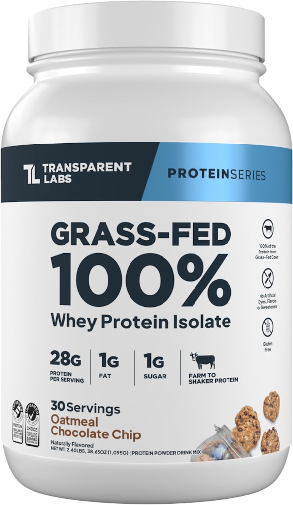 Gap Labs Grass-Fed Whey Protein Isolate - Doğal Flavored, Gluten Free Whey Protein Tozu, Servis başına 28g Protein - 30 Servis, Oatmeal Chocolate Chip Cookie