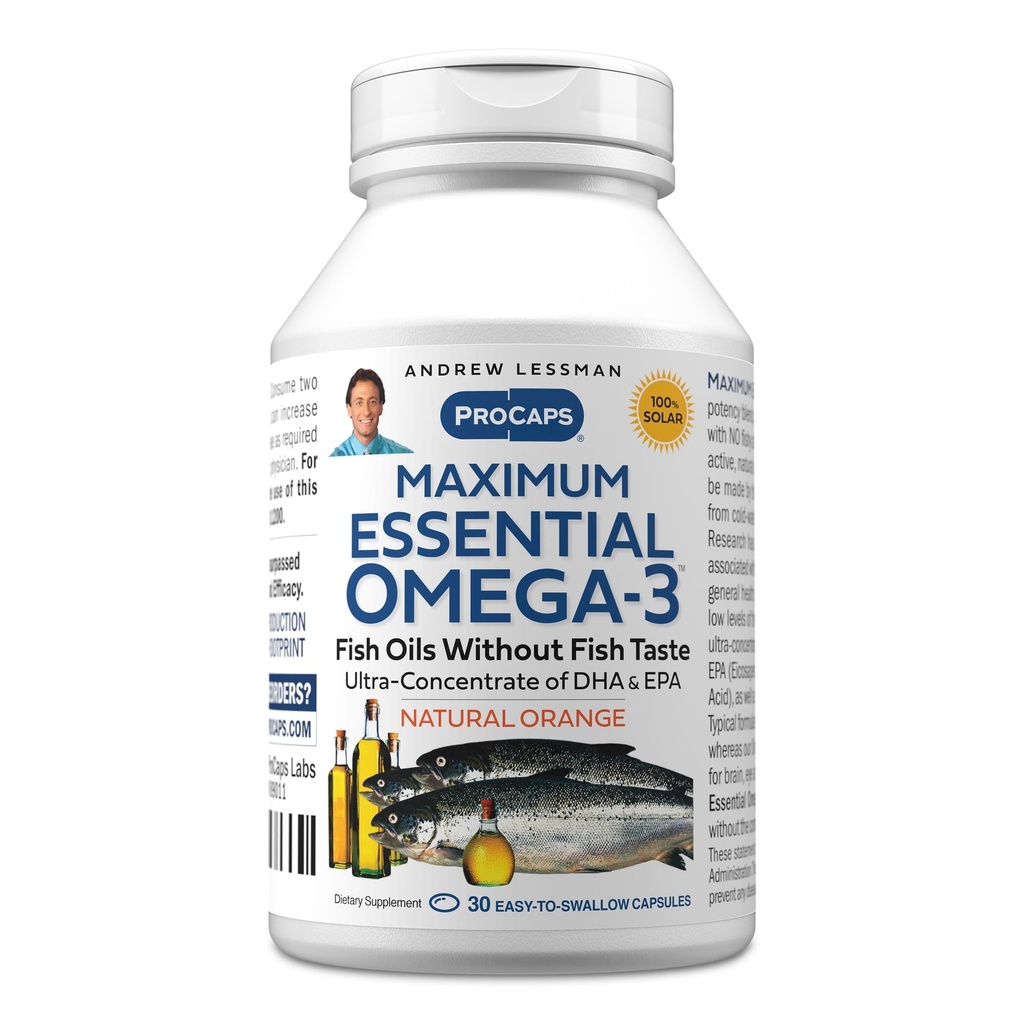 ANDREW LESSMAN maksimum Temel Omega-3 Orange - 30 Softgels - Ultra-Pure, High Potency Omega-3 Oils. Yüksek DHA, No Stomach Upset, No Contaminants, No Mercury. Küçük Easy to Swallow Softgels