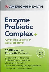 AMERICAN SA Enzyme Probiyotik Kompleksi Plus, 20 Milyar Mikroorganizm - Klinik olarak Studied Strain - Gas & Bloating * - Non-GMO - 30 Capsules, 30 Total Services