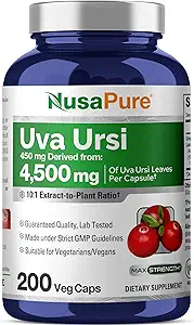 NusaPure Uva Ursi 10:1 Ekstraksiyon, 450 mg 4,500 mg 200 Vegetarian caps (Non-GMO, Vegan) Bearberry